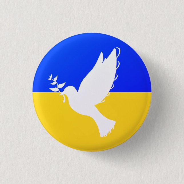 Dove of Peace - Flag Ukraine - Peace Button (Vorderseite)