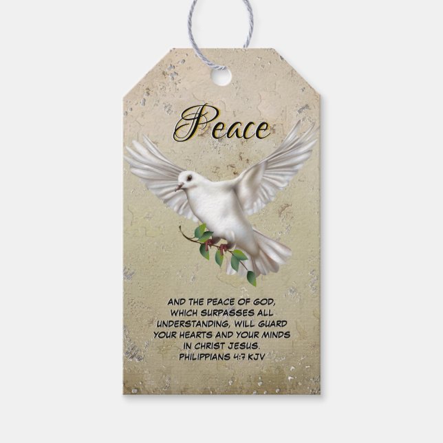 Dove of Peace Personalisiert Scripture Verse Geschenkanhänger (Vorderseite)