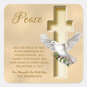 Dove of Peace Personalisiert Scripture Verse Quadratischer Aufkleber