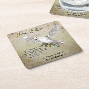 Dove of Peace Personalisiert Scripture Verse Rechteckiger Pappuntersetzer