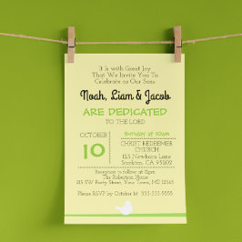 Dove on Branch Yellow Dedication Invitation