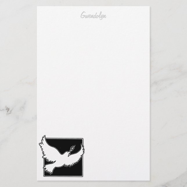 Dove-Papier personalisiert Briefpapier (Vorderseite)