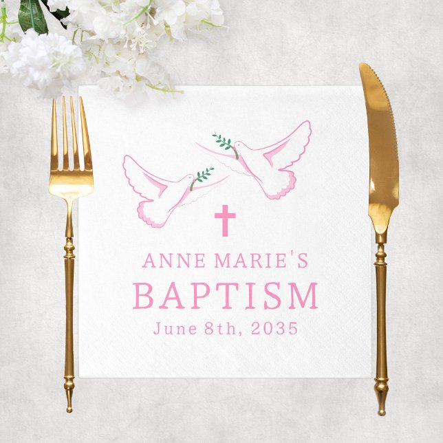 Dove Pink Girl Taufe Serviette (Dove Pink Girl Baptism Napkins
)