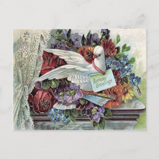 Dove Rose Daisy vergessen-Me-not Postkarte (Vorderseite)