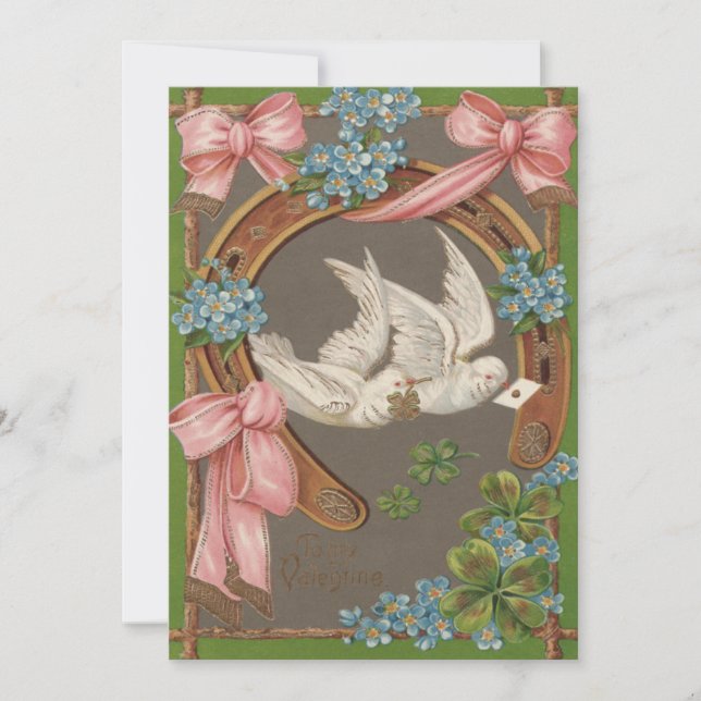 Dove Vergiss-Me-Not's Horseshoe Wedding Einladung (Vorderseite)