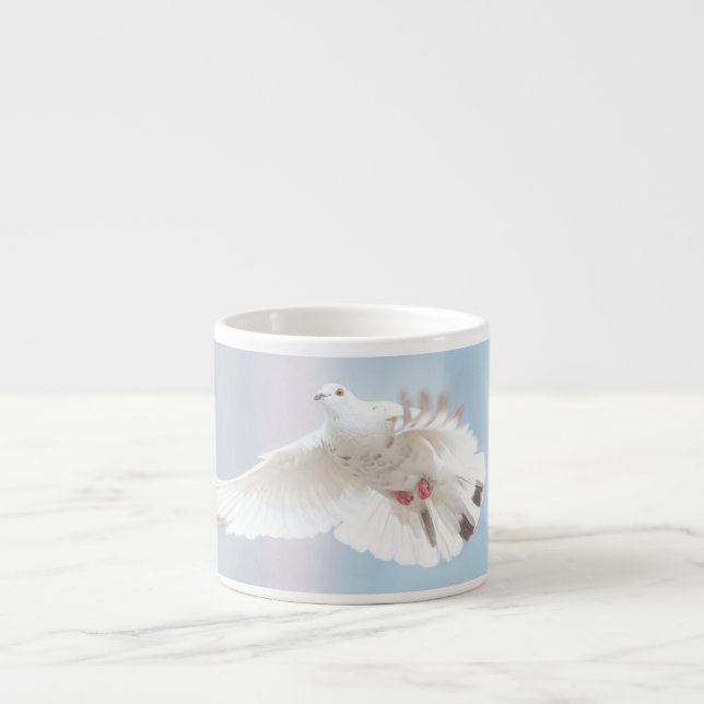 Dove White Feather Flying Bird Fotografie Espressotasse (Vorderseite)