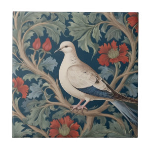 Dove William Morris Stil Links gegenüber Bird Fliese