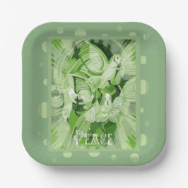 Dove With Celtic Peace Text In Green Tones Pappteller