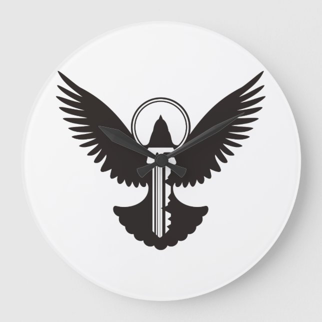 Dove with Key Große Wanduhr (Vorderseite)