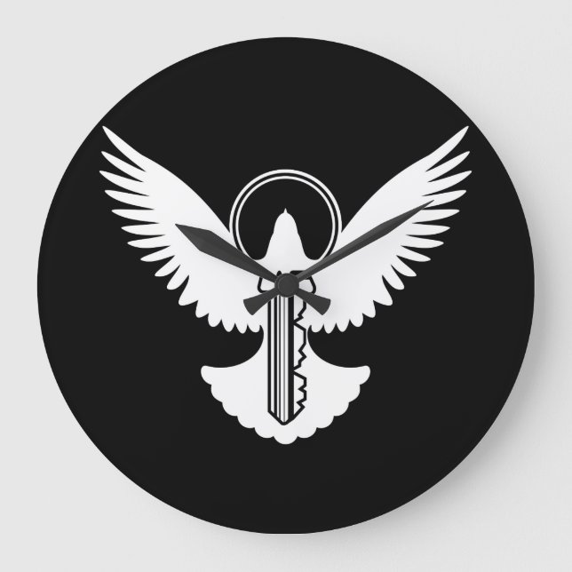 Dove with Key Große Wanduhr (Vorderseite)