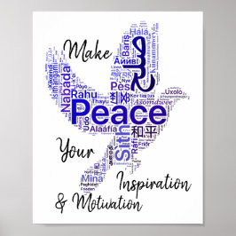 Dove Word Art Inspiration Zitat Frieden Poster