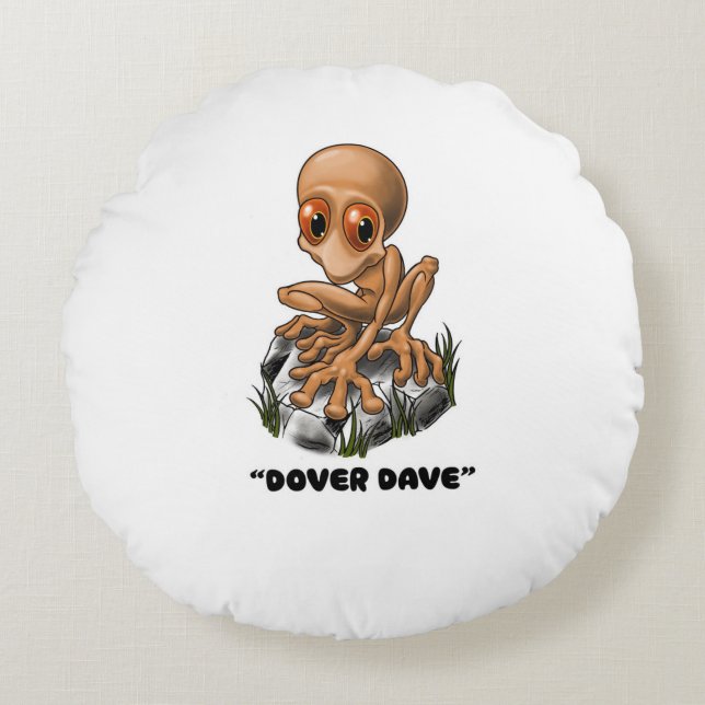 Dover Demon "Dover Dave" Cryptid Rundes Kissen (Vorderseite)
