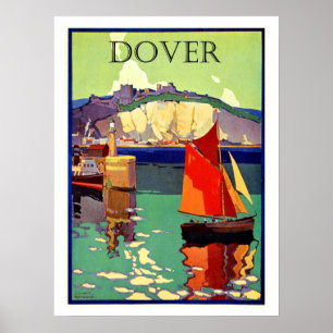 Dover, England, sailing ship, marine, vintage Poster