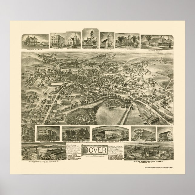 Dover, NJ Panoramic Map - 1903 Poster (Vorne)