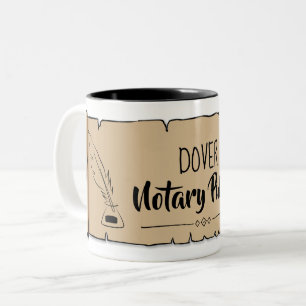 Dover Notary Public Scroll Feather Quill Zweifarbige Tasse