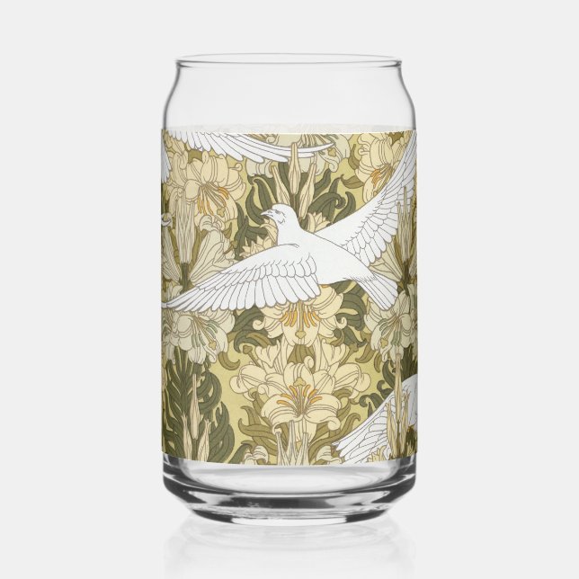 Doves and Lilies, Floral & Birds Art Nouveau Dosenglas (Vorderseite)
