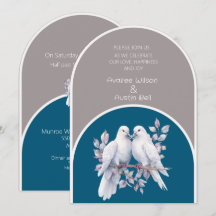Doves and Rings Light Gray and Ocean Blue Arches