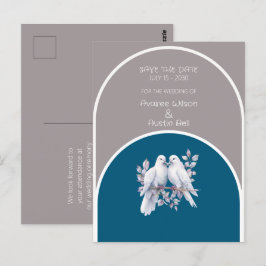 Doves and Rings Light Gray and Ocean Blue Arches Postkarte