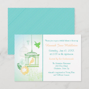 Doves & Cages Aquamarin - 3x5 Bridal Dusche Einlad Einladung