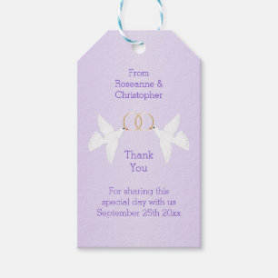Doves Design Lilac Colored Wedding Geschenkanhänger