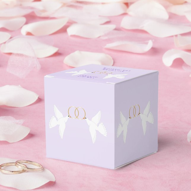 Doves Design Lilac Colored Wedding Geschenkschachtel (Hochzeit)