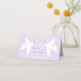 Doves Design Lilac Colored Wedding Platzkarte