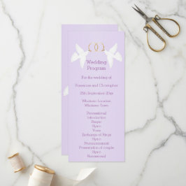 Doves Design Lilac Colored Wedding Programm