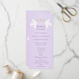 Doves Design Lilac Colored Wedding Programm