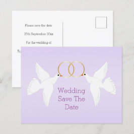 Doves Design Lilac farbige Hochzeit speichern das Ankündigungspostkarte