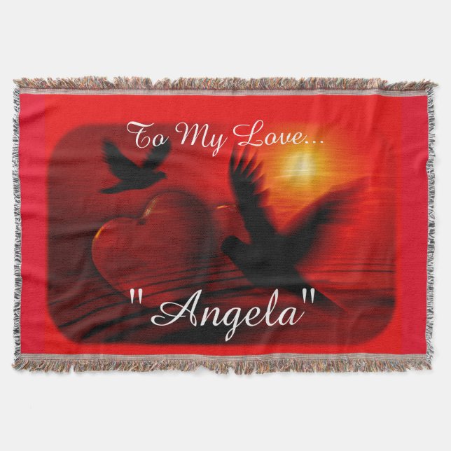 Doves & Hearts Liebe-Design Decke (Vorderseite)