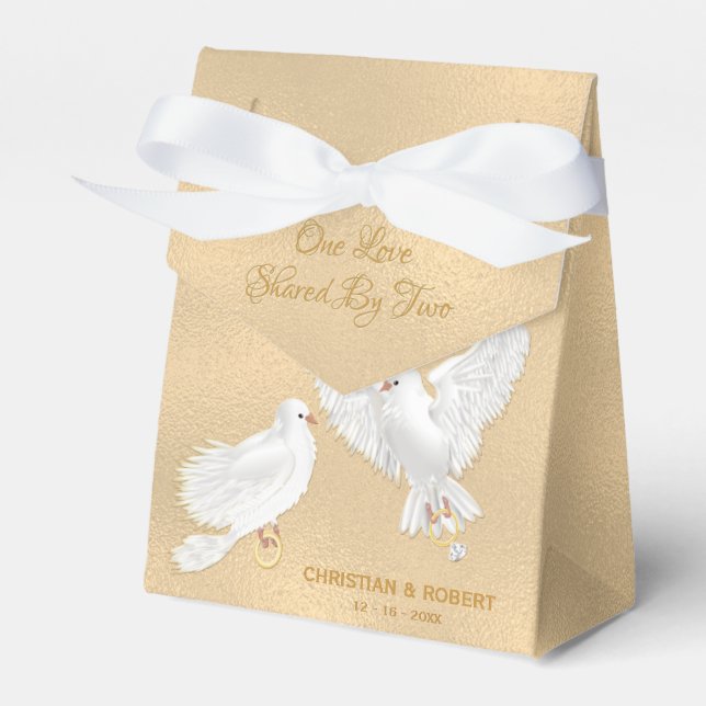 Doves Imitats Gold Foil Wedding Geschenkschachtel (Vorderseite)