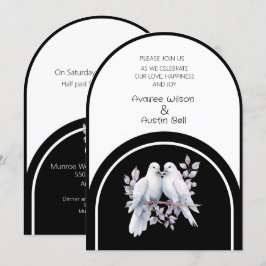 Doves Rings Black und White Arched Einladung
