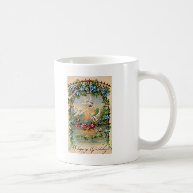 Doves Rose Geburtstag Kaffeetasse (Rechts)