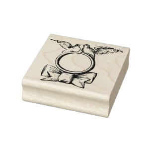 Doves Wedding Ring & Bow Vintage Gummi Art Briefma Gummistempel