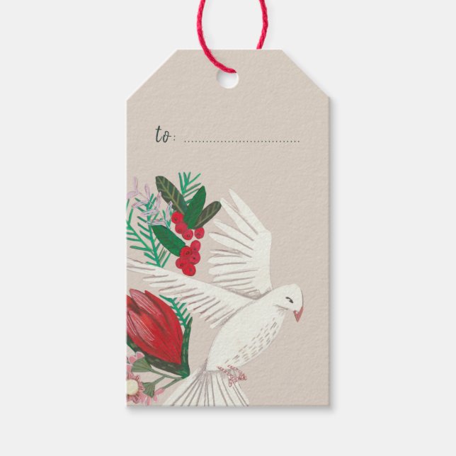 Doves Weltfrieden Weihnachten Geschenkanhänger (Vorderseite)