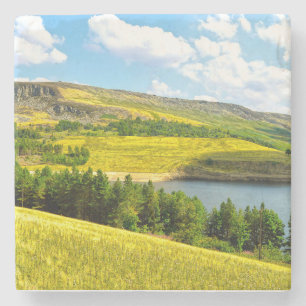 Dovestone Reservoir in der Sommersonne Steinuntersetzer