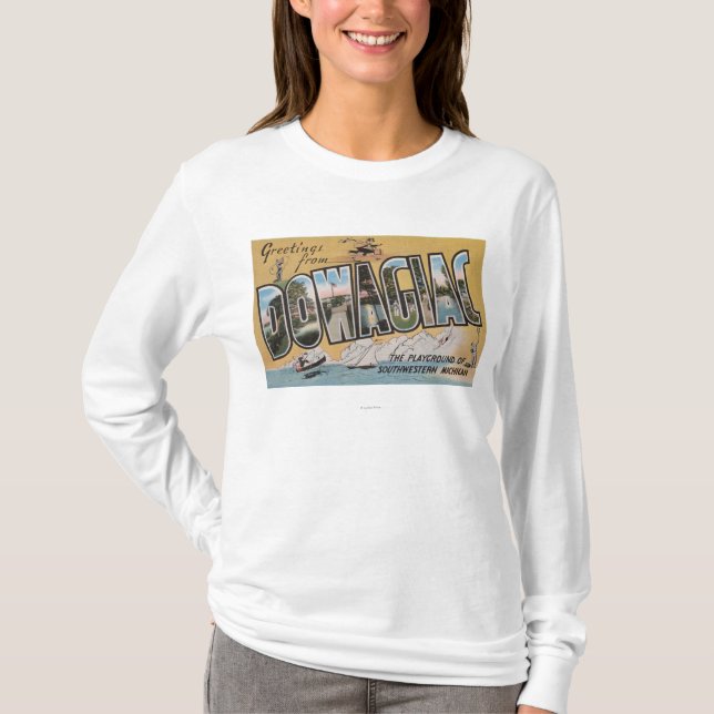 Dowagiac, Michigan - große Buchstabe-Szenen T-Shirt (Vorderseite)