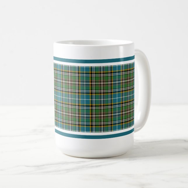 Dowling Tartan Pattern Blue Irish Kariert Kaffeetasse (VorderseiteRechts)