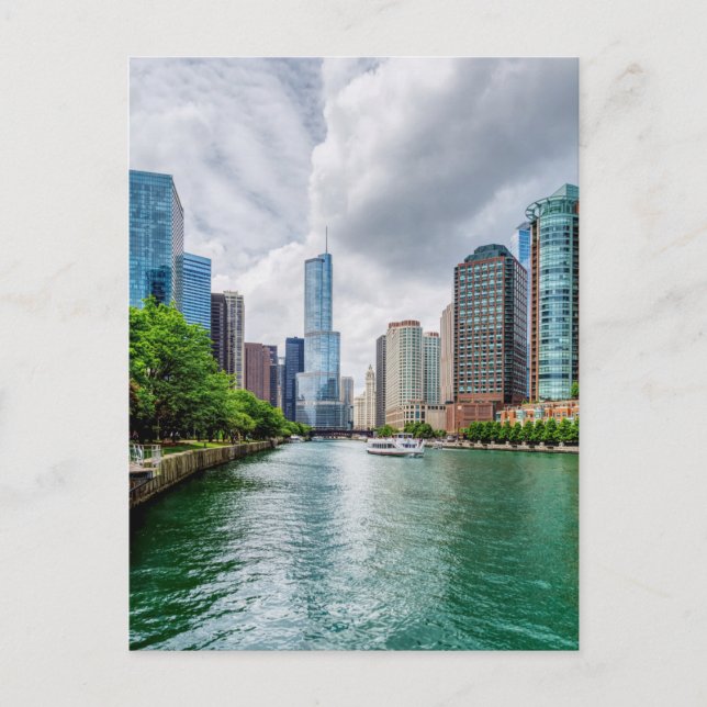 Down Chicago River Postcard Postkarte (Vorderseite)
