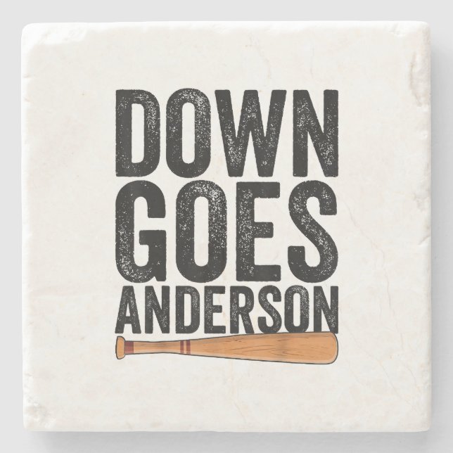 DOWN GOES ANDERSON FUNNY BASEBALL Geschenk ANDERSO Steinuntersetzer (Vorderseite)