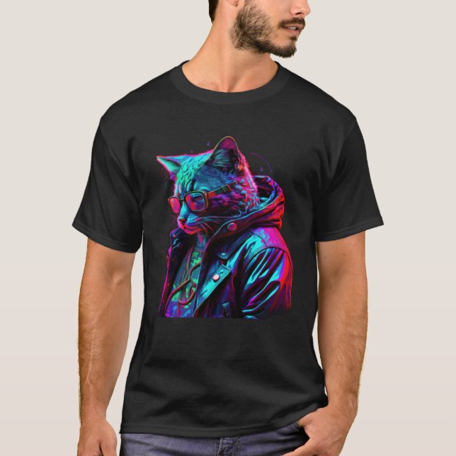 Down on his luck Cat with Glasses T-Shirt (Vorderseite)