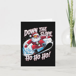 Down Slope Ho Ho Ho Santa Snowboarder Weihnachtsma Karte