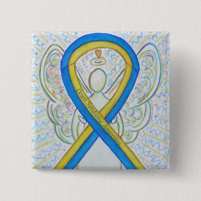 Down Syndrom Angel Awareness Ribbon Button Button (Vorderseite)