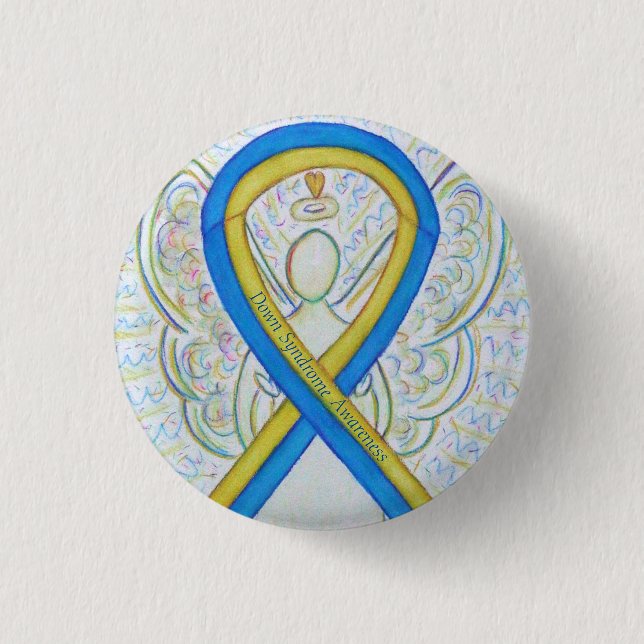 Down Syndrom Angel Awareness Ribbon Button Button (Vorderseite)