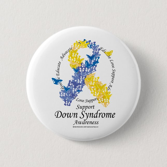 Down-Syndrom Band der Schmetterlinge Button (Vorderseite)
