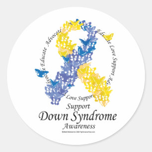 Down-Syndrom Band der Schmetterlinge Runder Aufkleber