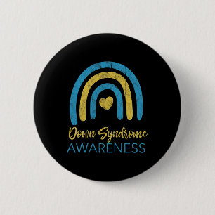 Down Syndrom Bewusstsein Monat Retro Regenbogen T2 Button