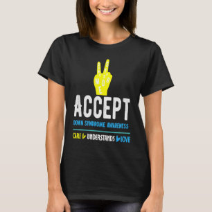 Down-Syndrom-Bewusstseins-Pflege akzeptiert verste T-Shirt