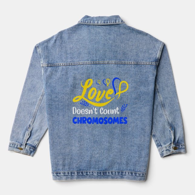Down-Syndrom Chromosomen Spezielle Bedürfnisse Tri Jeansjacke (Rückseite)