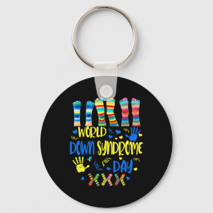 Down Syndrom Day Awareness Socks nach unten Schlüsselanhänger